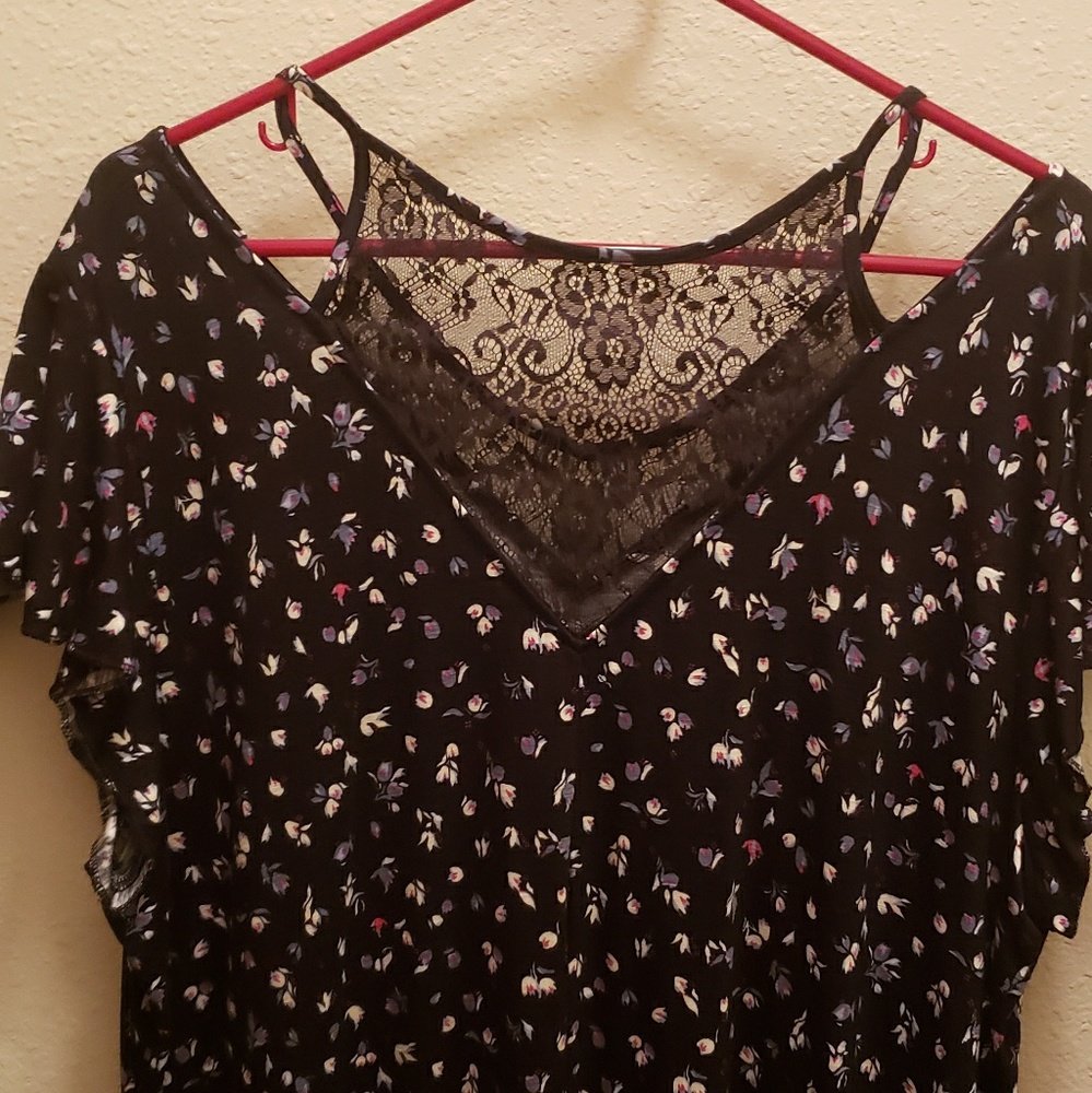 Black shirt with flowers